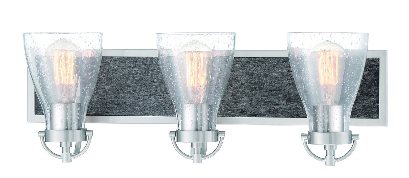 Minka-Lavery - 3343-098 - Three Light Bath - Garrison - Brush Nickel w/Shale Wood