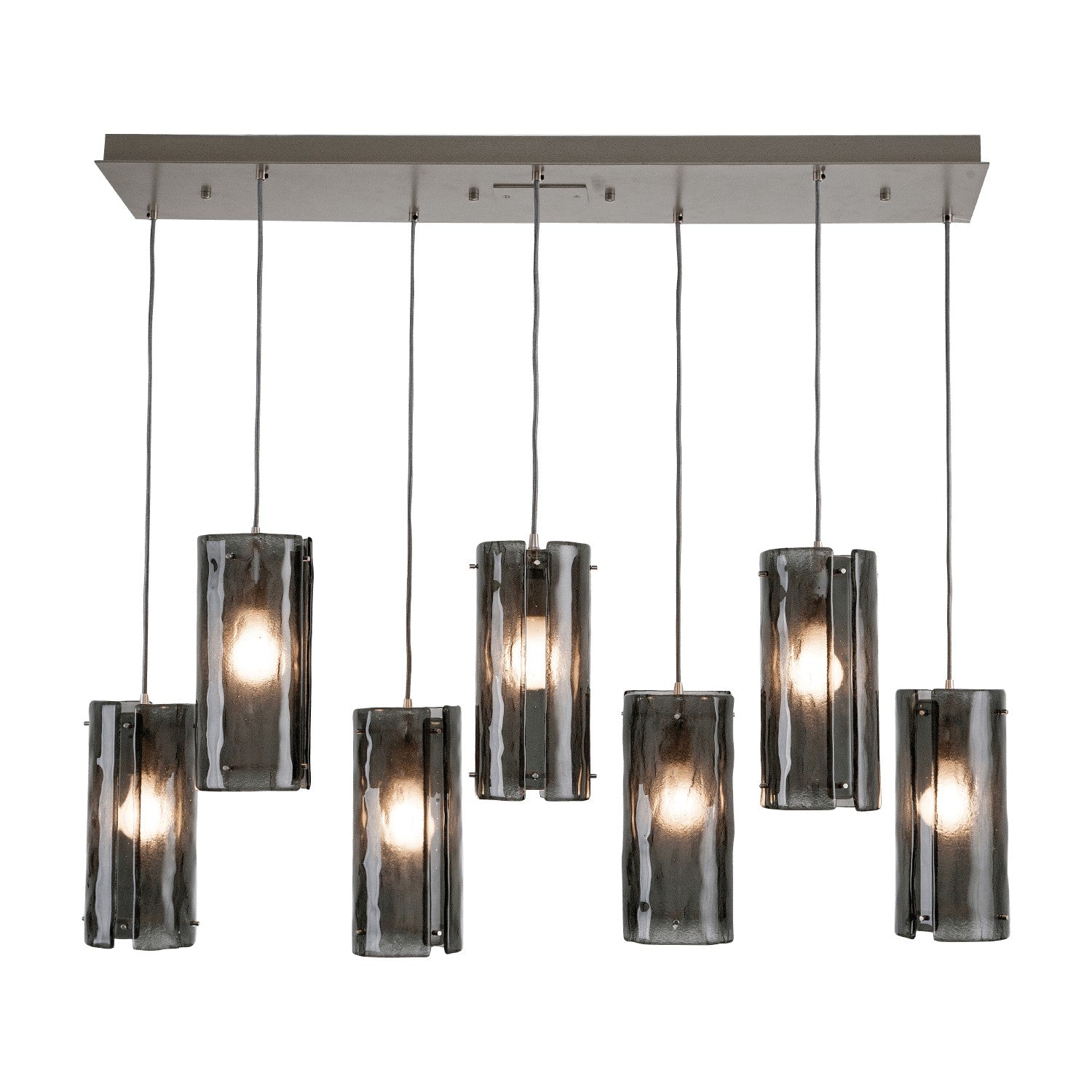 Hammerton Studio - PLB0044-04-FB-BG-C01-E2 - Four Light Linear Pendant - Textured Glass - Flat Bronze