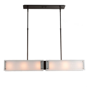 Hammerton Studio - PLB0044-44-GM-FR-001-E2 - Six Light Linear Chandelier - Textured Glass - Gunmetal