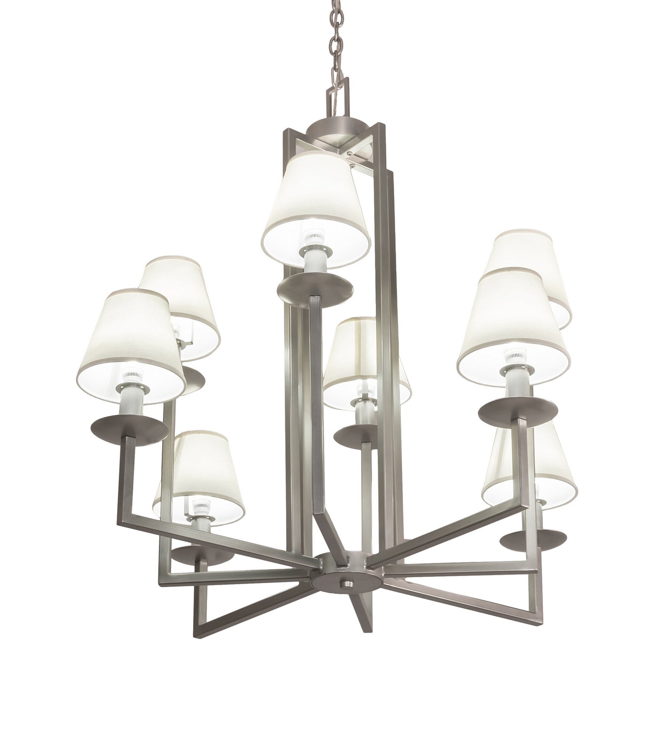 Meyda Tiffany - 197107 - Eight Light Chandelier - Porte Tournante - Nickel Powder Coat