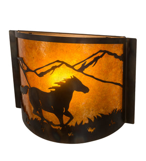 Meyda Tiffany - 213986 - One Light Wall Sconce - Running Horses - Dark Burnished Antique Copper