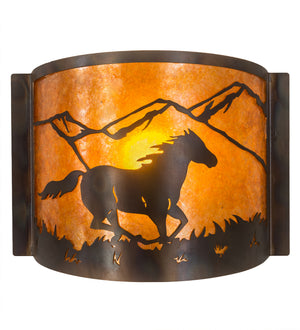 Meyda Tiffany - 213986 - One Light Wall Sconce - Running Horses - Dark Burnished Antique Copper