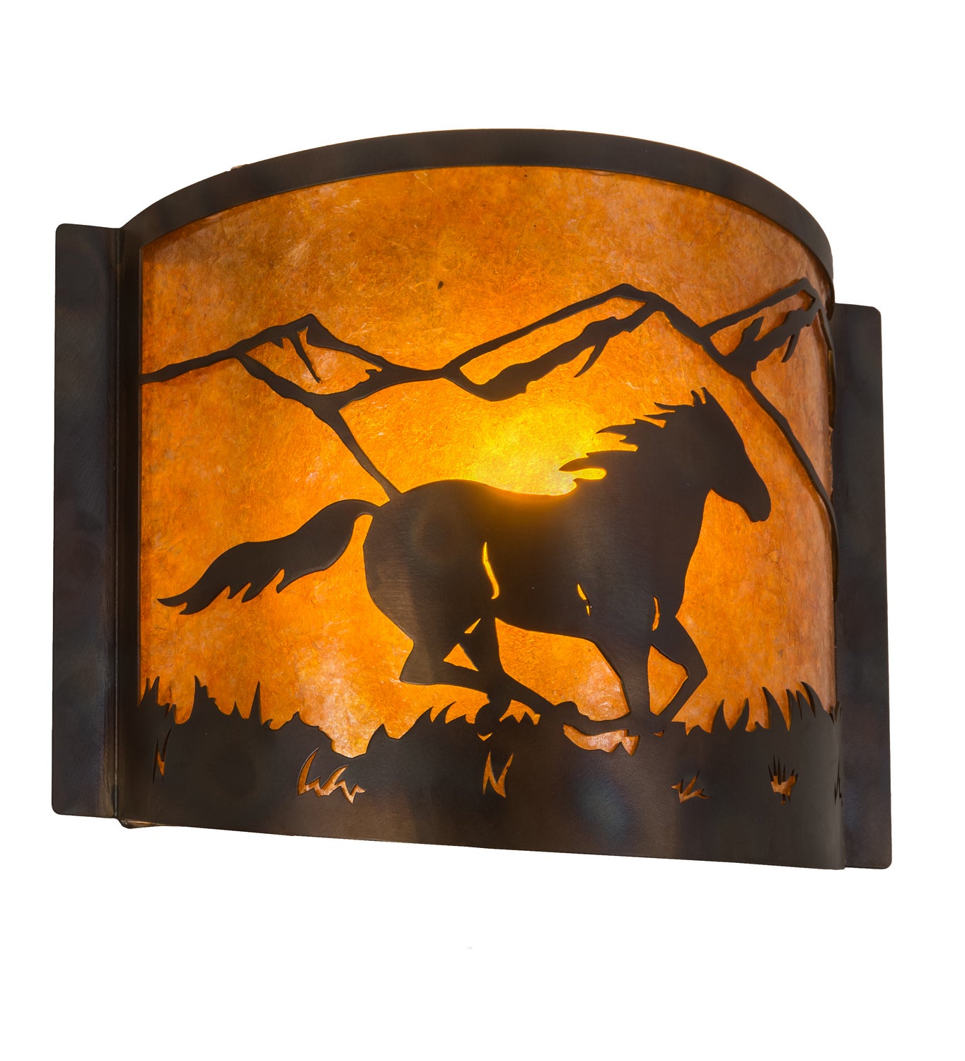 Meyda Tiffany - 213986 - One Light Wall Sconce - Running Horses - Dark Burnished Antique Copper