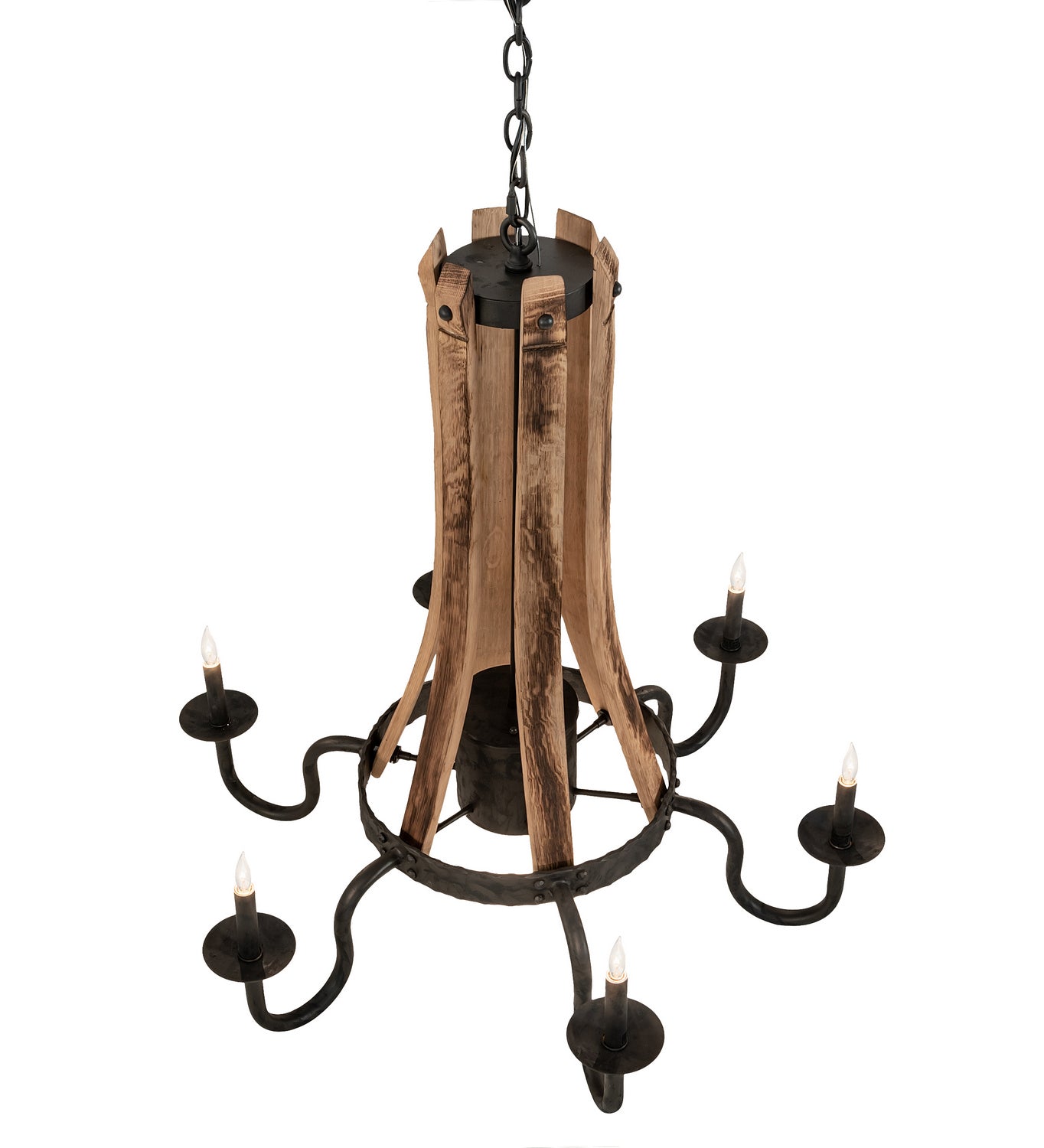 Meyda Tiffany - 214086 - Seven Light Chandelier - Barrel Stave - Costello Black And Charred Wood