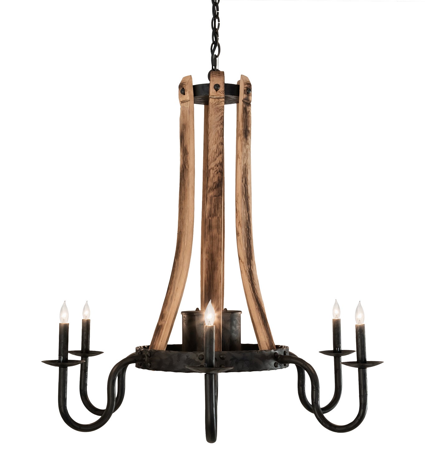 Meyda Tiffany - 214086 - Seven Light Chandelier - Barrel Stave - Costello Black And Charred Wood