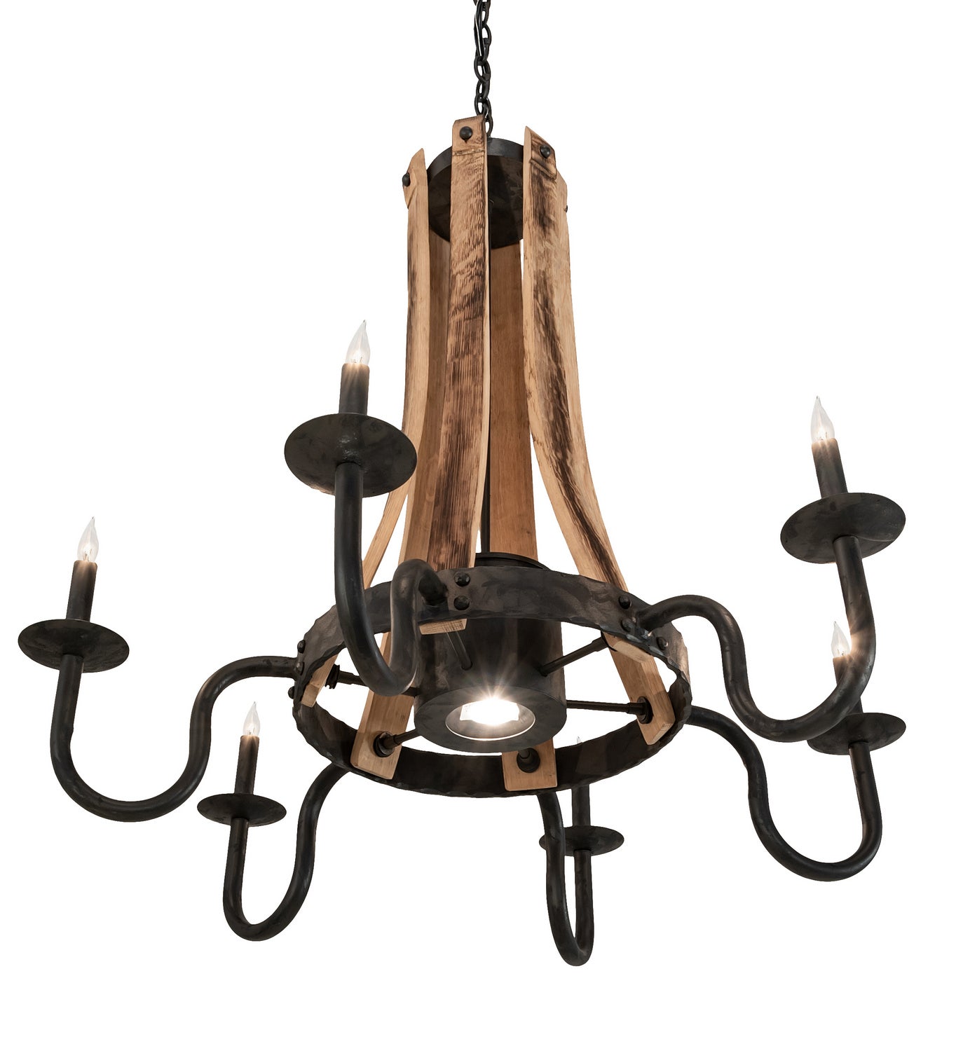 Meyda Tiffany - 214086 - Seven Light Chandelier - Barrel Stave - Costello Black And Charred Wood