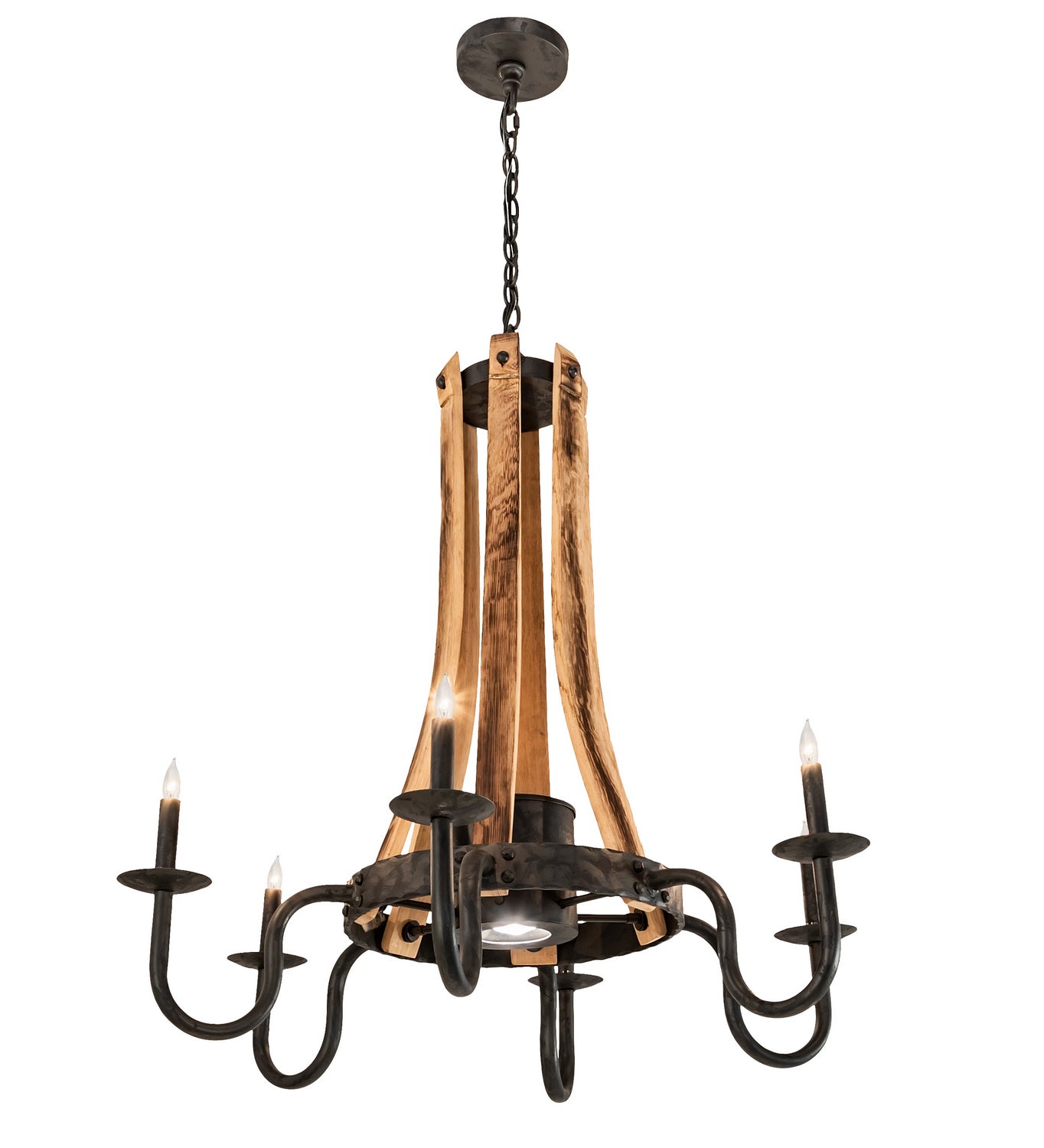 Meyda Tiffany - 214086 - Seven Light Chandelier - Barrel Stave - Costello Black And Charred Wood