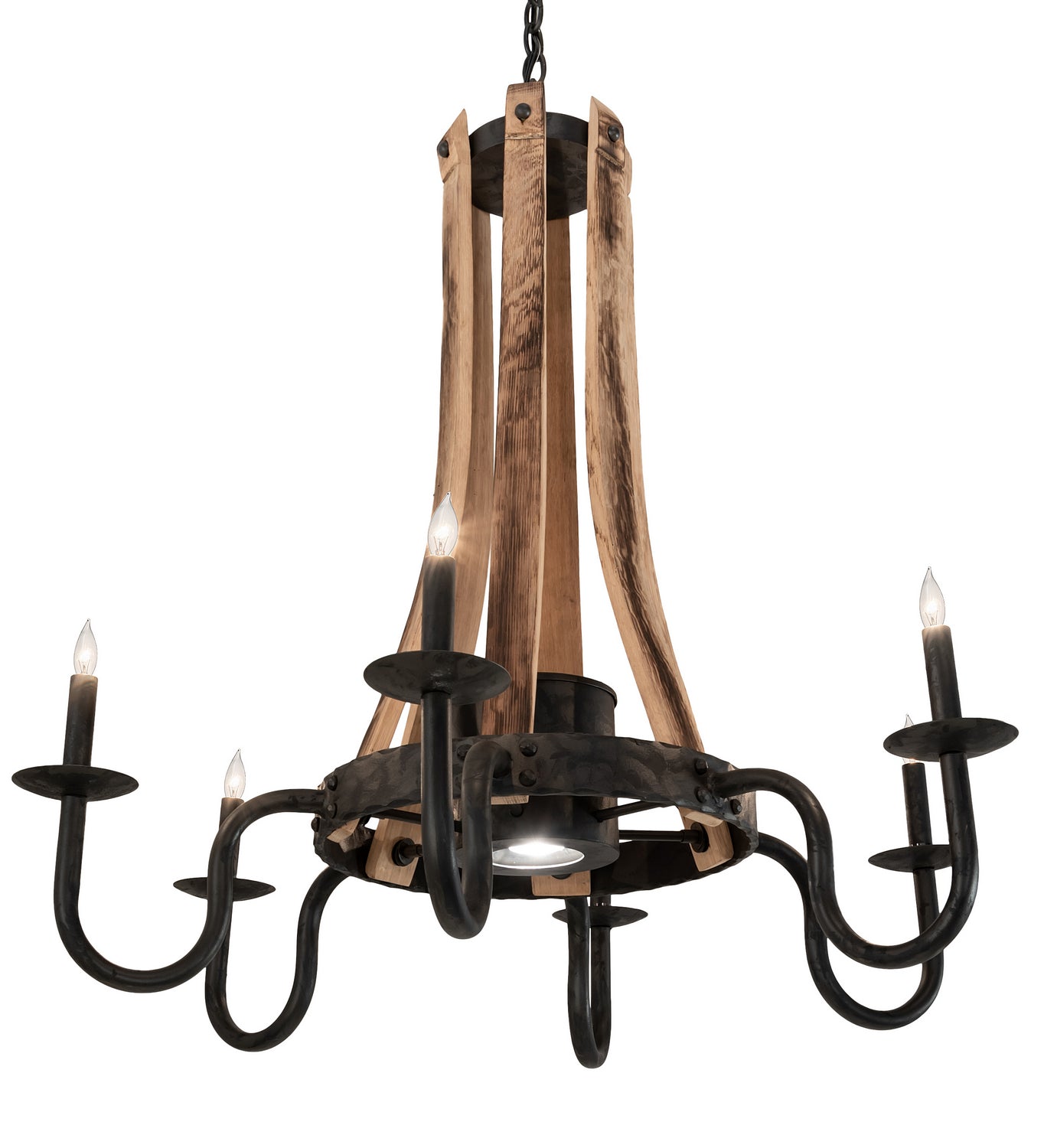 Meyda Tiffany - 214086 - Seven Light Chandelier - Barrel Stave - Costello Black And Charred Wood