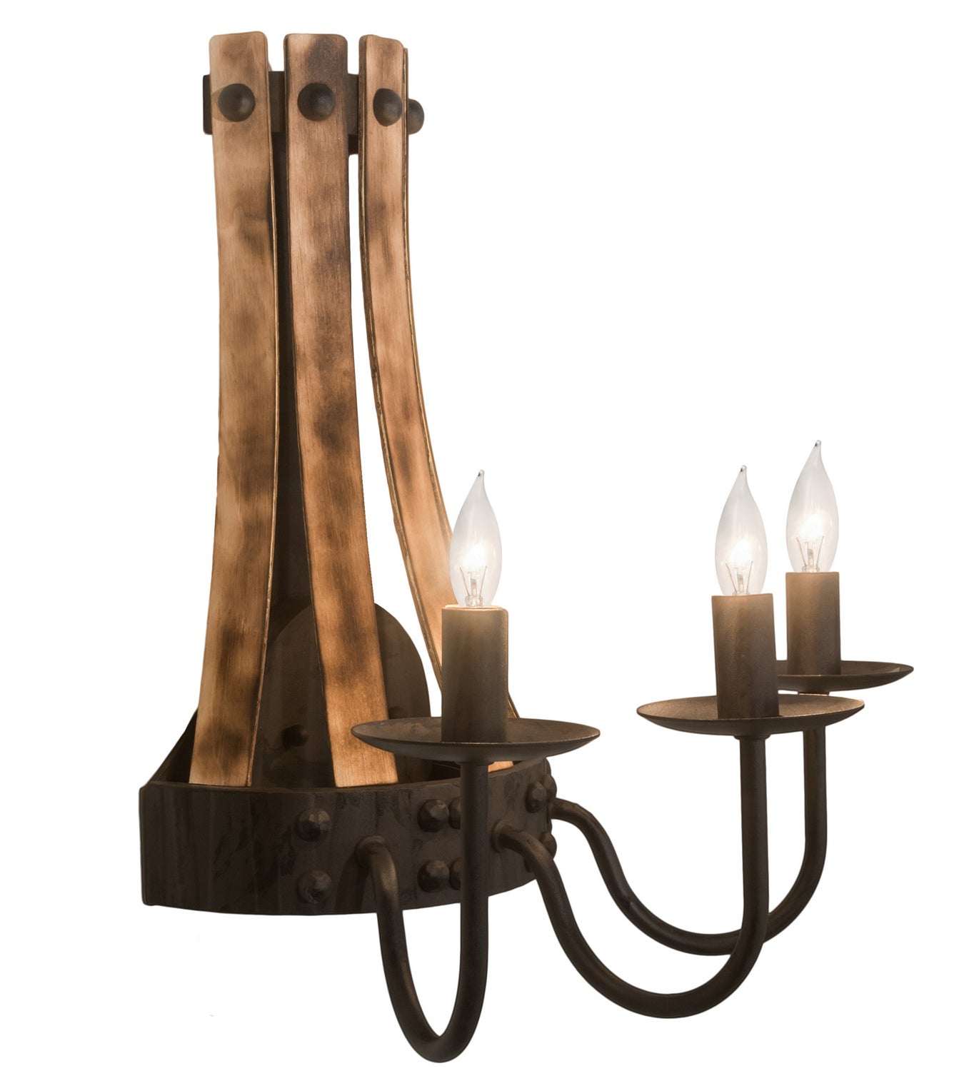 Meyda Tiffany - 215959 - Three Light Wall Sconce - Barrel Stave - Costello Black