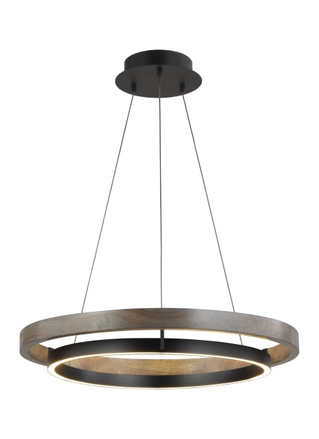 Visual Comfort Modern - 700GRC30BW-LED930 - LED Chandelier - Grace - Matte Black/Weathered Oak Wood