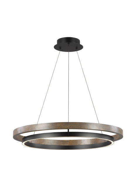 Visual Comfort Modern - 700GRC36BW-LED930 - LED Chandelier - Grace - Matte Black/Weathered Oak Wood