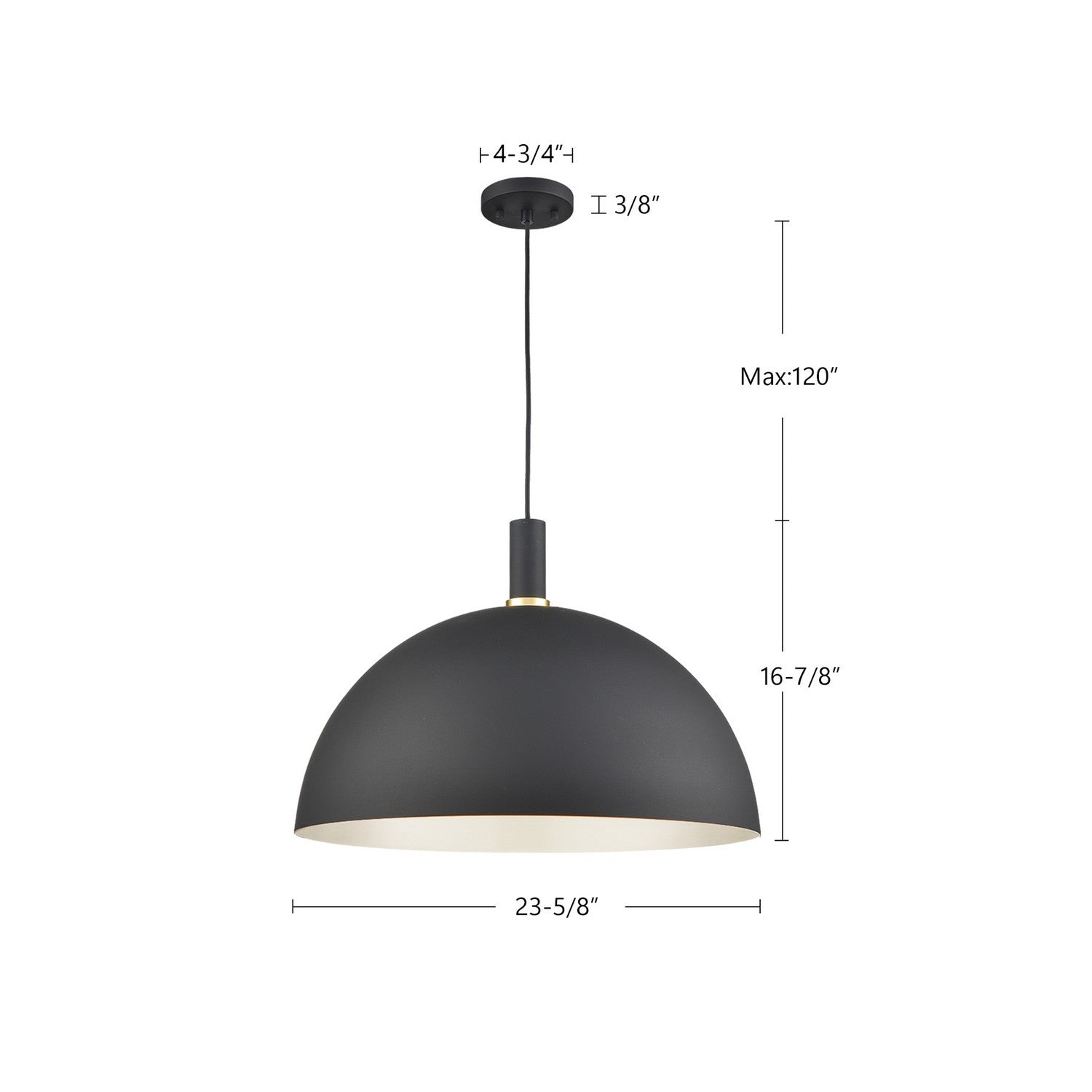 Kuzco Lighting - 492324-BK/GD - One Light Pendant - Archibald - Black With Gold Detail