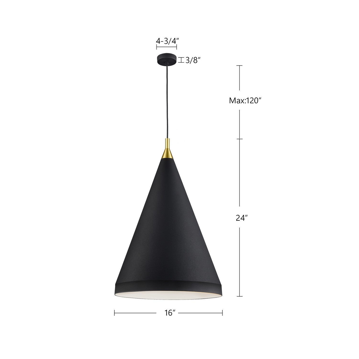 Kuzco Lighting - 492716-BK/GD - One Light Pendant - Dorothy - Black With Gold Detail
