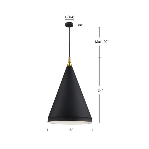 Kuzco Lighting - 492716-BK/GD - One Light Pendant - Dorothy - Black With Gold Detail