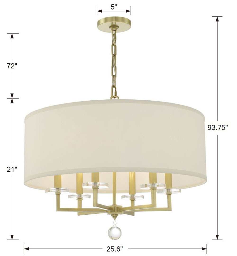 Crystorama - 8116-AG - Six Light Chandelier - Paxton - Aged Brass