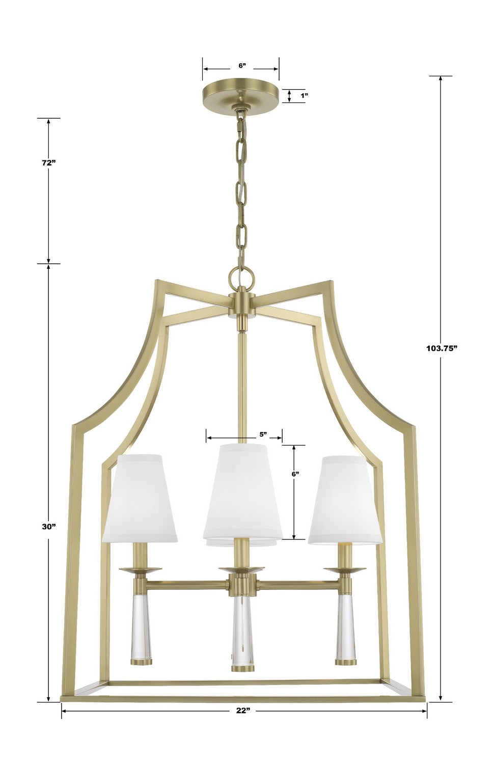 Crystorama - 8864-AG - Four Light Chandelier - Baxter - Aged Brass