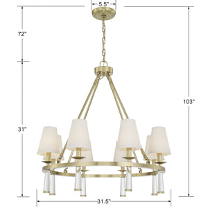 Crystorama - 8867-AG - Eight Light Chandelier - Baxter - Aged Brass