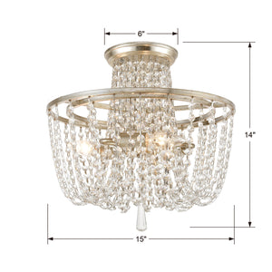 Crystorama - ARC-1900-SA-CL-MWP - Three Light Semi Flush Mount - Arcadia - Antique Silver