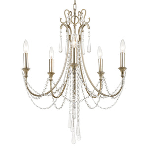 Crystorama - ARC-1905-SA-CL-MWP - Five Light Chandelier - Arcadia - Antique Silver