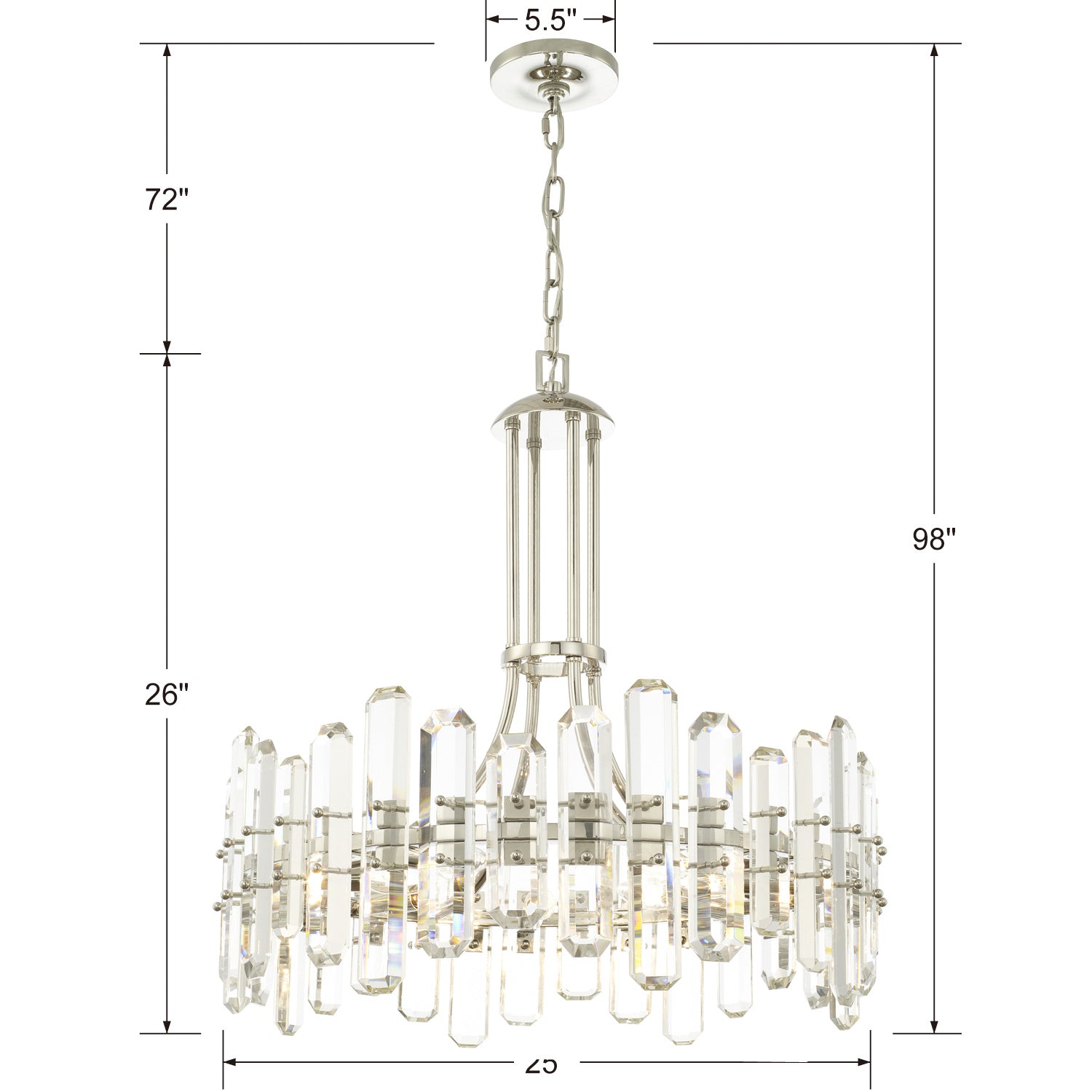 Crystorama - BOL-8888-PN - Eight Light Chandelier - Bolton - Polished Nickel