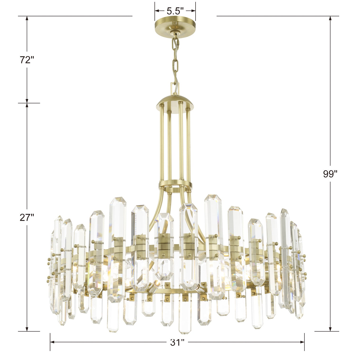 Crystorama - BOL-8889-AG - 12 Light Chandelier - Bolton - Aged Brass