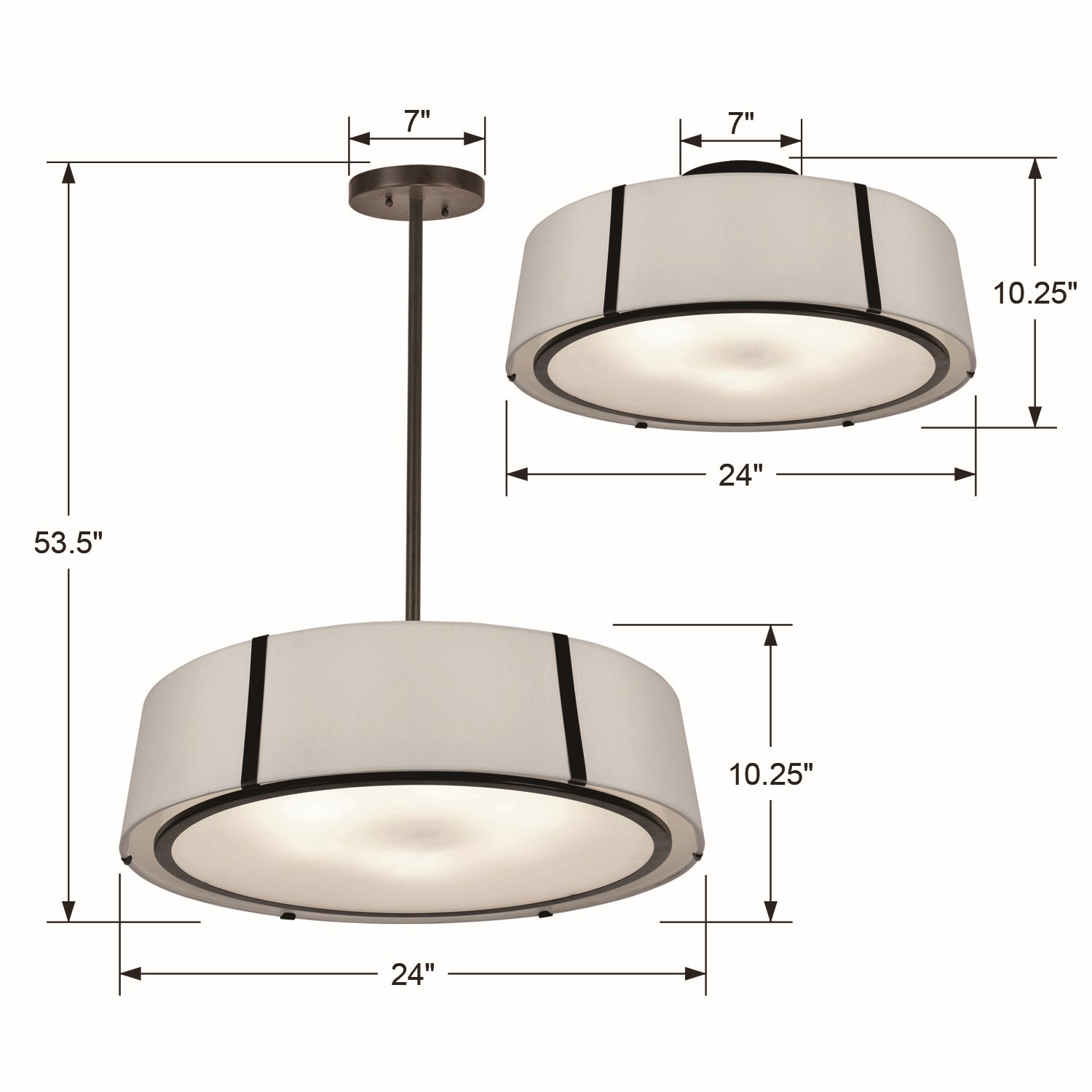 Crystorama - FUL-907-BK_CEILING - Six Light Semi Flush Mount - Fulton - Black