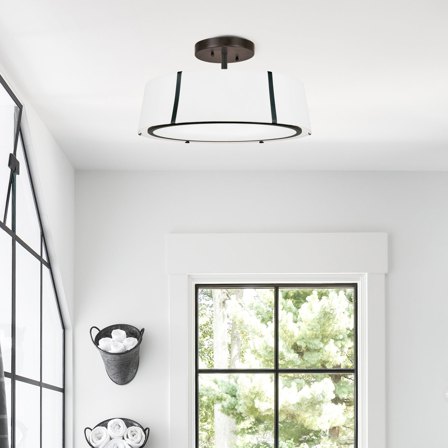 Crystorama - FUL-907-BK_CEILING - Six Light Semi Flush Mount - Fulton - Black