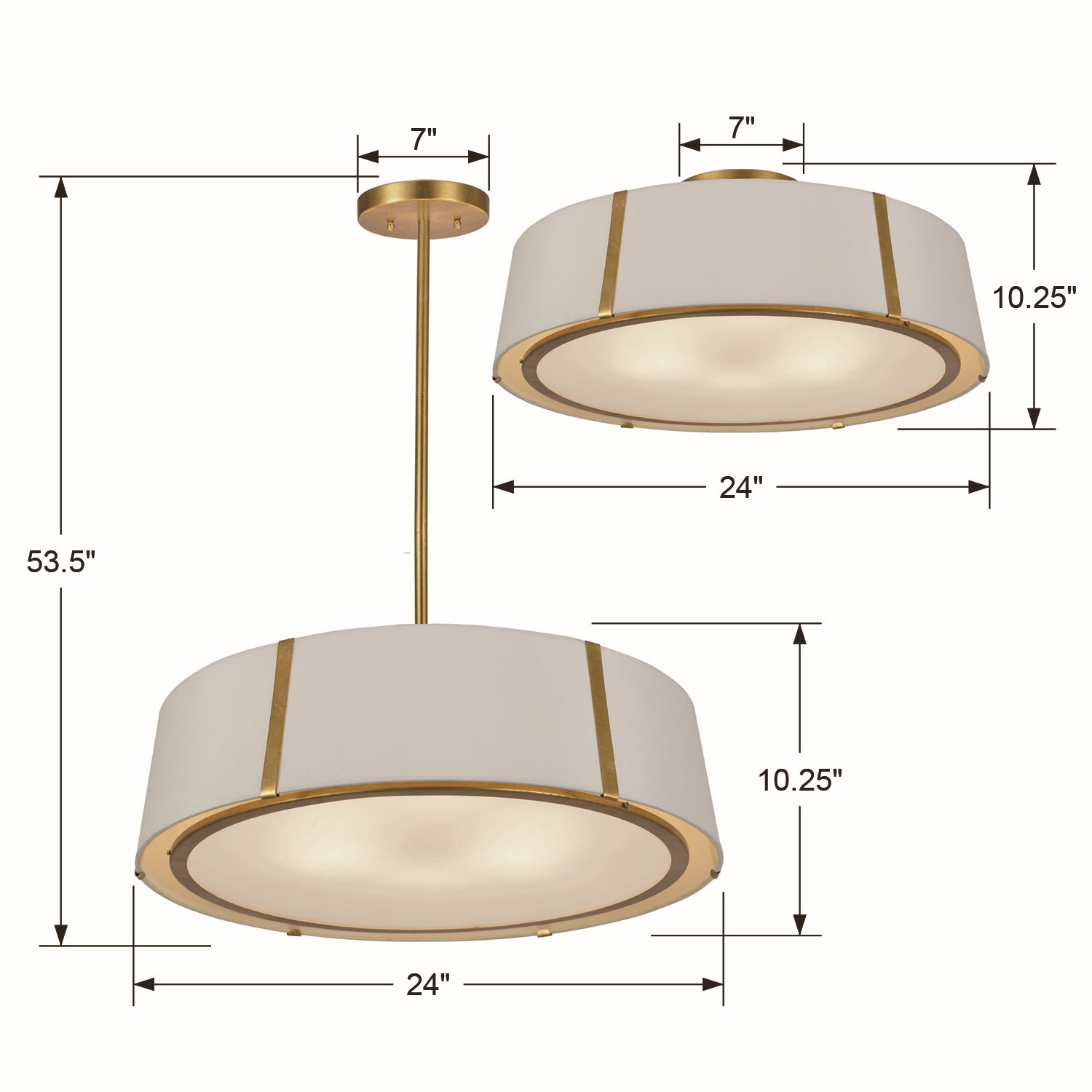 Crystorama - FUL-907-GA_CEILING - Six Light Semi Flush Mount - Fulton - Antique Gold