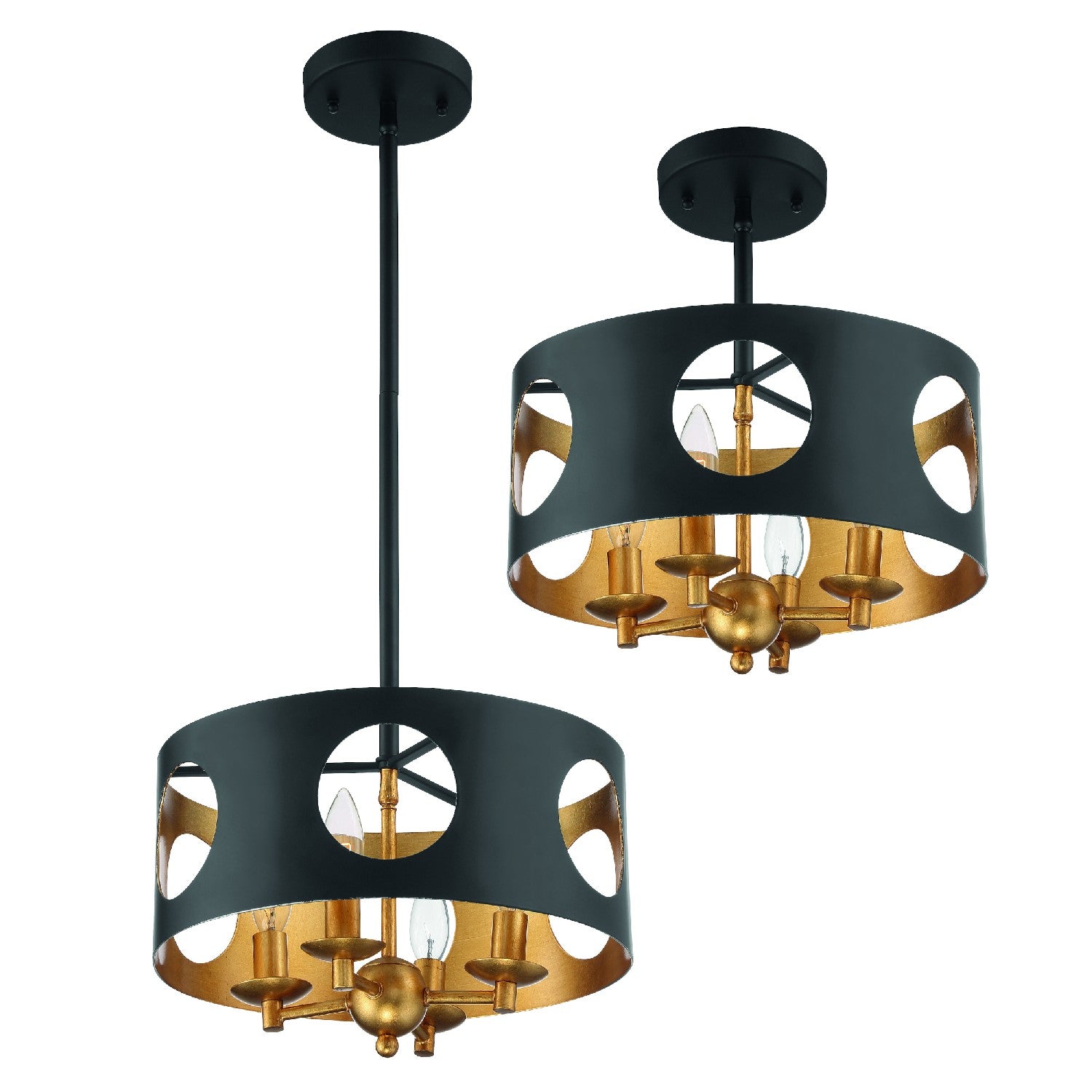 Crystorama - ODE-700-BK-GA - Four Light Pendant - Odelle - Black / Antique Gold