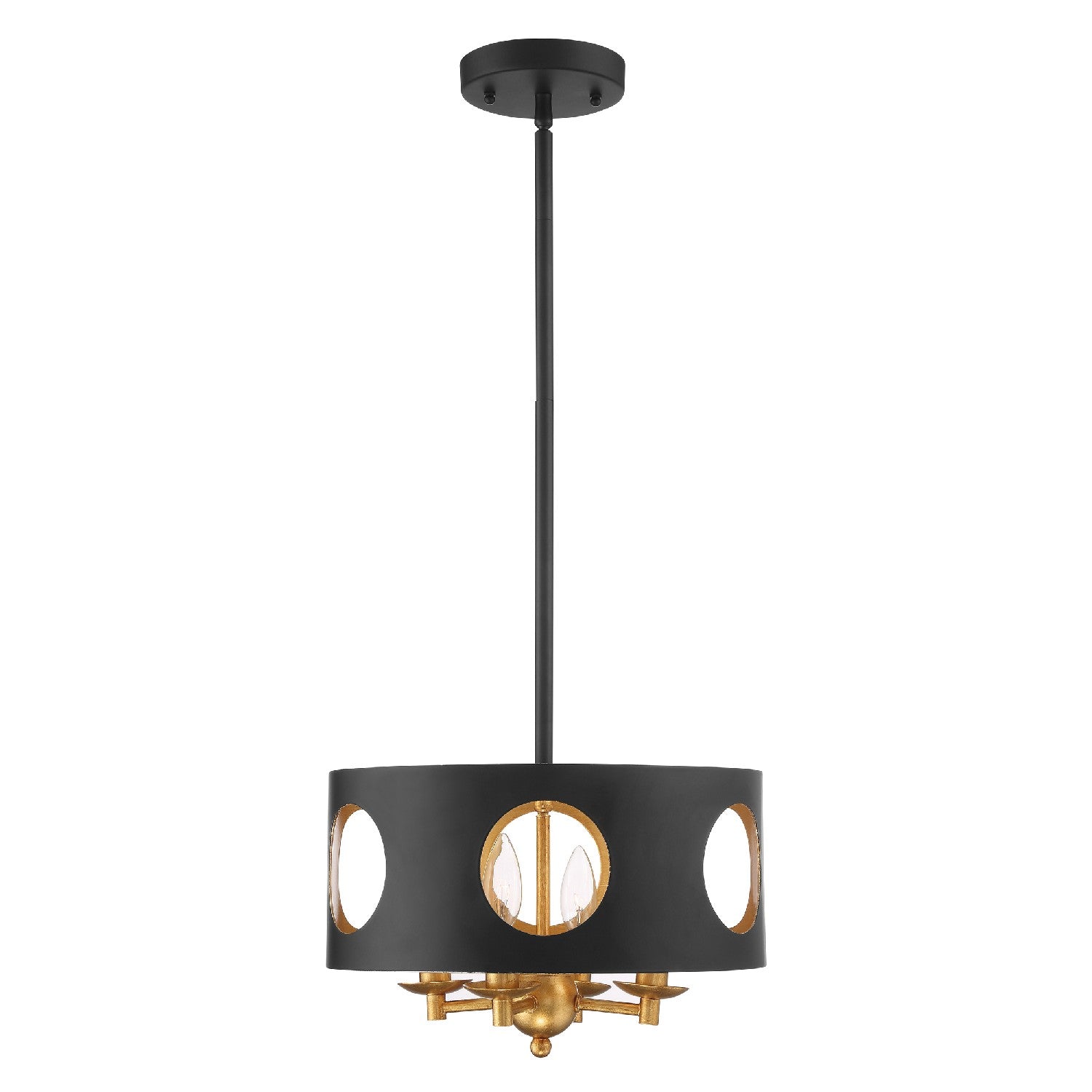 Crystorama - ODE-700-BK-GA - Four Light Pendant - Odelle - Black / Antique Gold