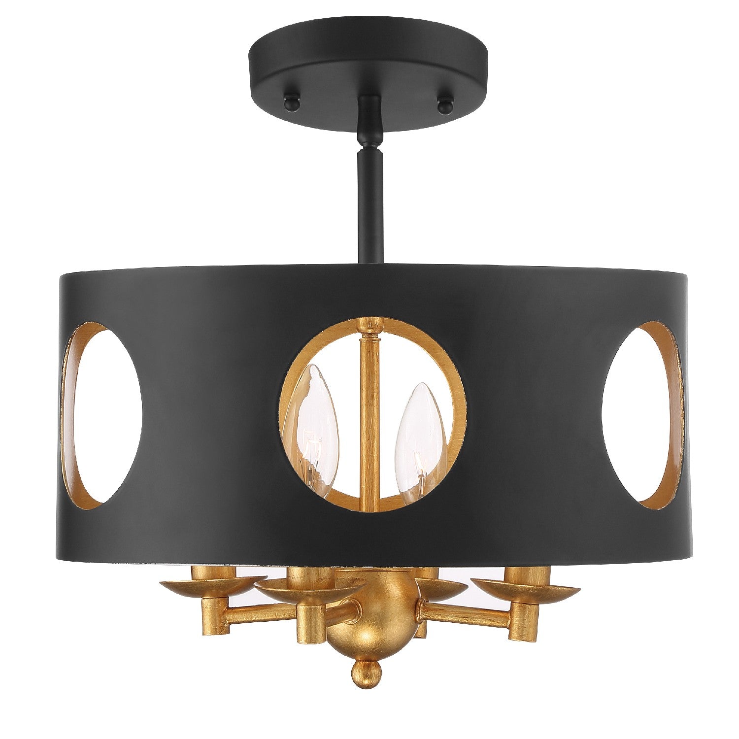 Crystorama - ODE-700-BK-GA_CEILING - Four Light Semi Flush Mount - Odelle - Black / Antique Gold