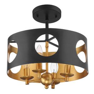 Crystorama - ODE-700-BK-GA_CEILING - Four Light Semi Flush Mount - Odelle - Black / Antique Gold