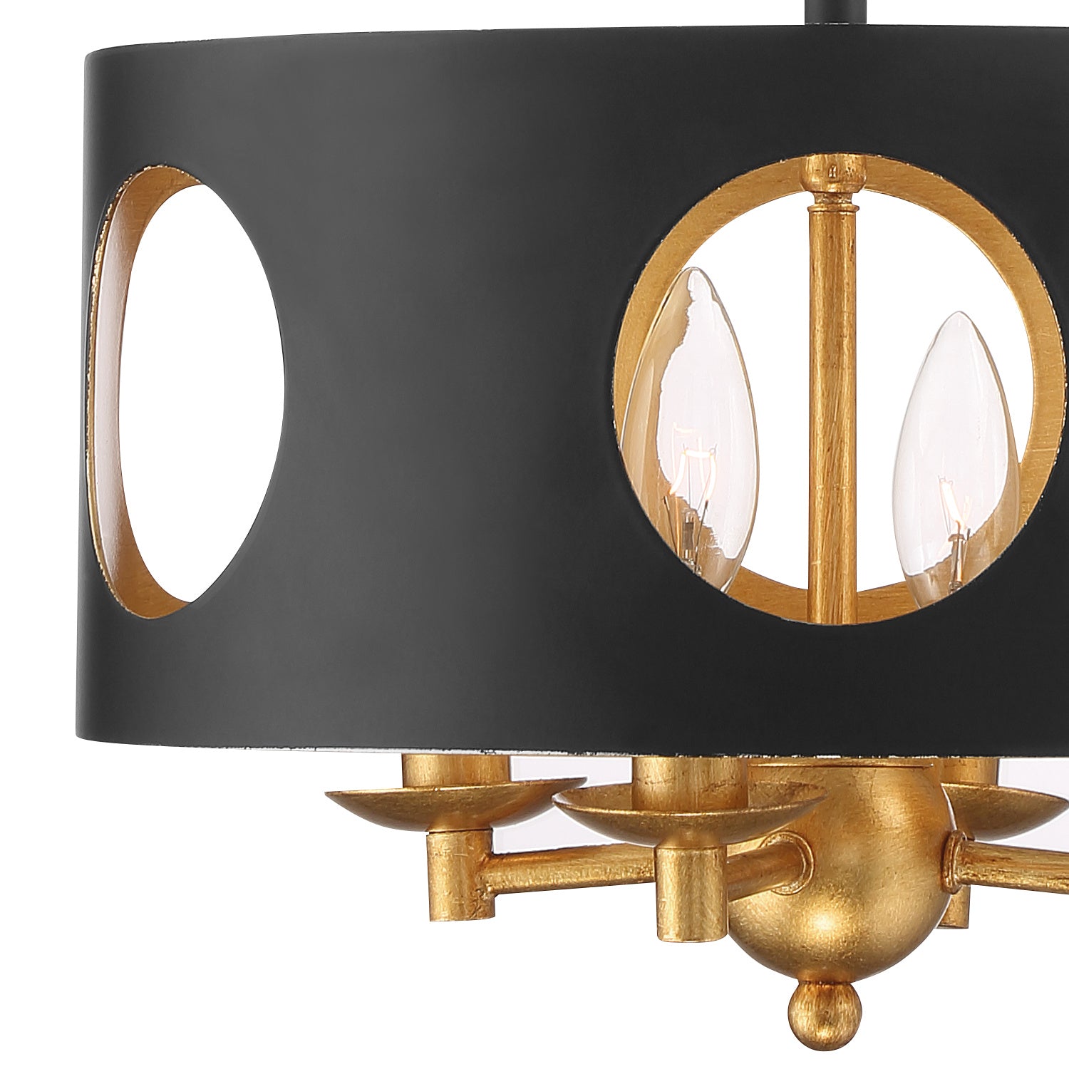 Crystorama - ODE-700-BK-GA_CEILING - Four Light Semi Flush Mount - Odelle - Black / Antique Gold