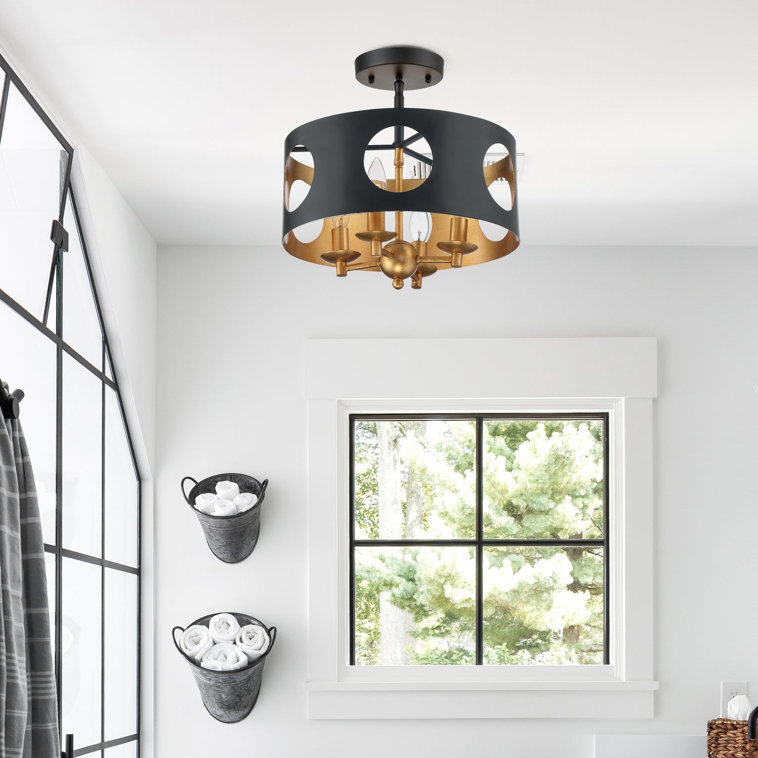 Crystorama - ODE-700-BK-GA_CEILING - Four Light Semi Flush Mount - Odelle - Black / Antique Gold