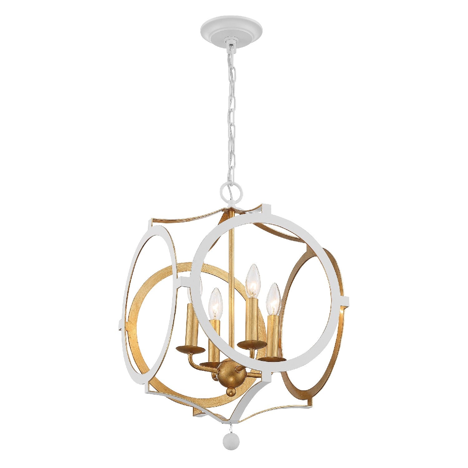 Crystorama - ODE-704-MT-GA - Four Light Chandelier - Odelle - Matte White / Antique Gold