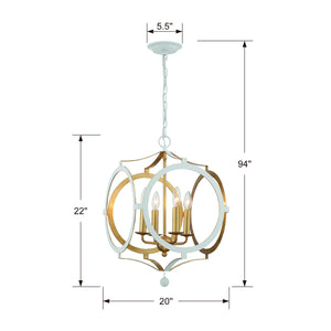 Crystorama - ODE-704-MT-GA - Four Light Chandelier - Odelle - Matte White / Antique Gold