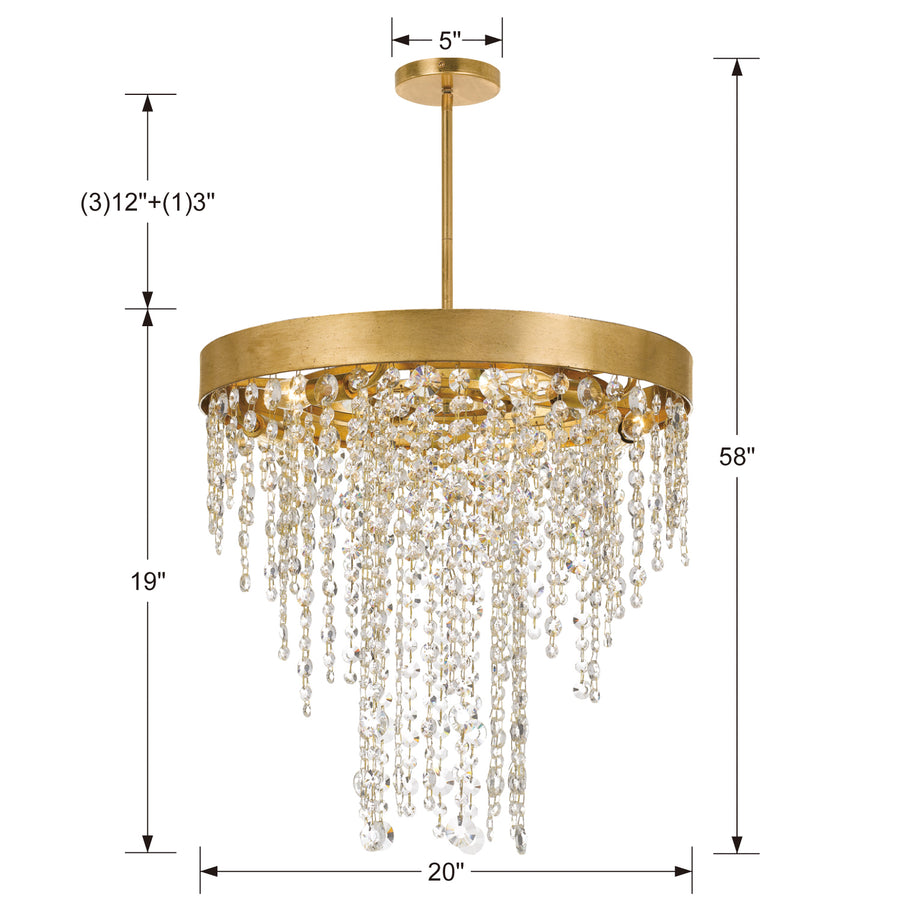 Crystorama - WIN-615-GA-CL-MWP - Five Light Chandelier - Winham - Antique Gold