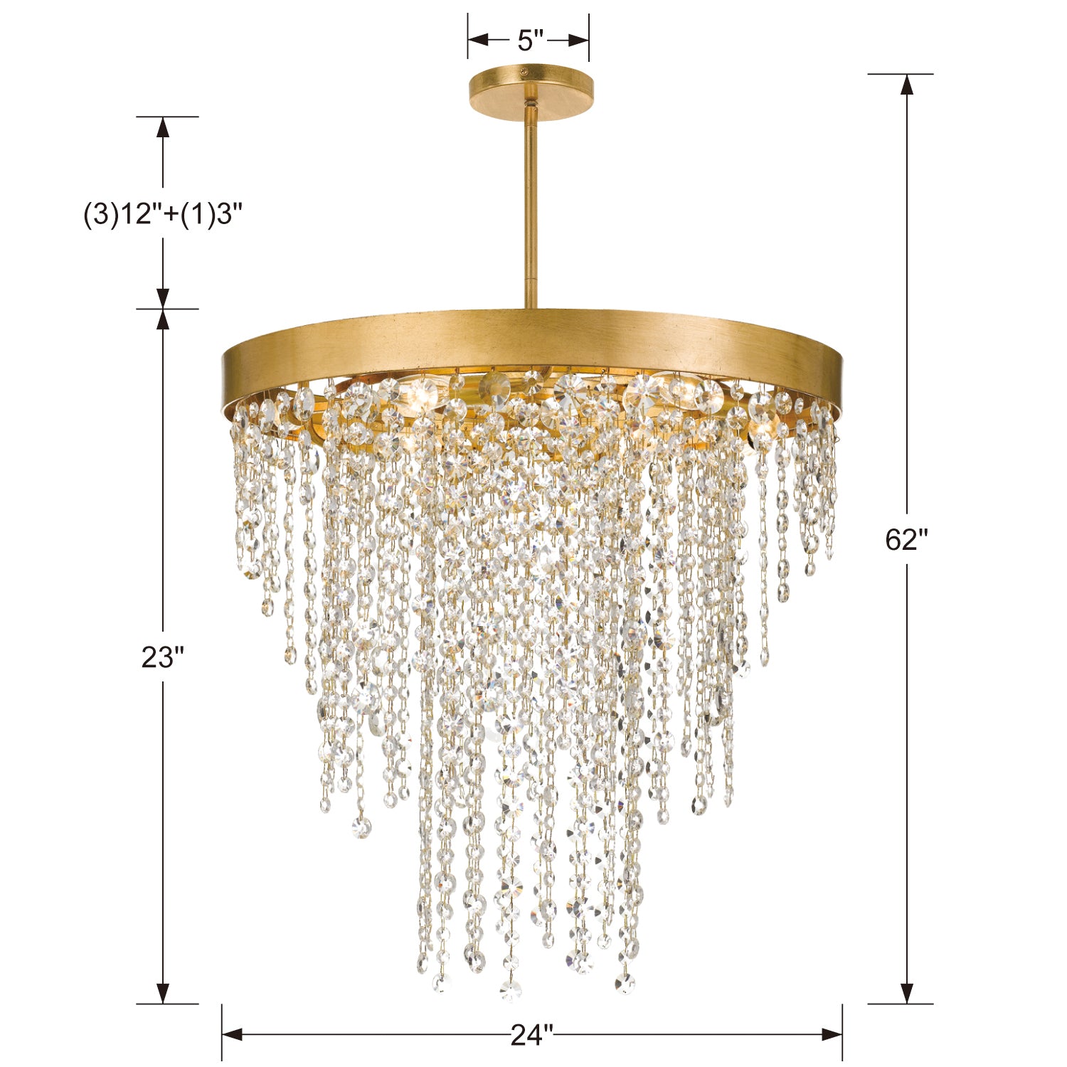 Crystorama - WIN-616-GA-CL-MWP - Six Light Chandelier - Winham - Antique Gold