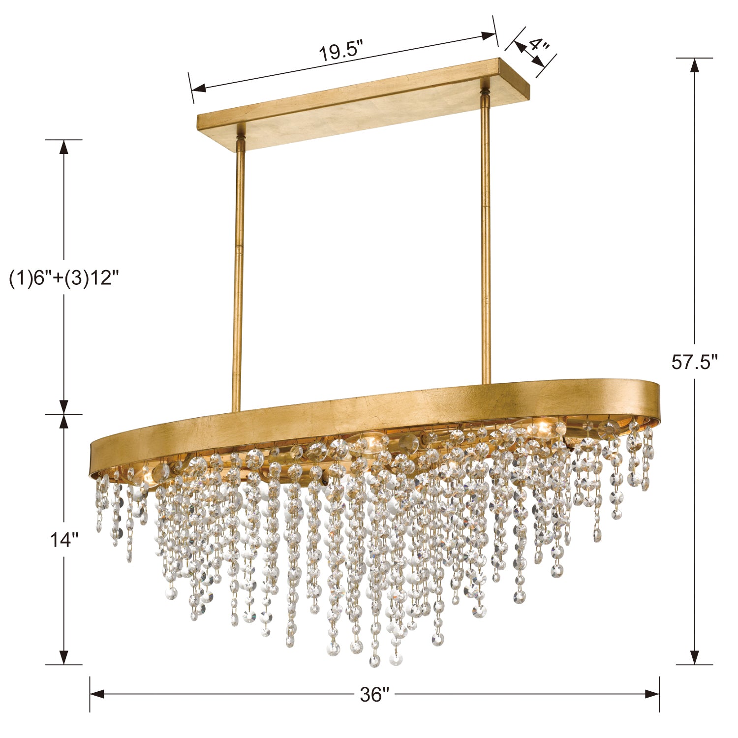 Crystorama - WIN-619-GA-CL-MWP - Eight Light Chandelier - Winham - Antique Gold