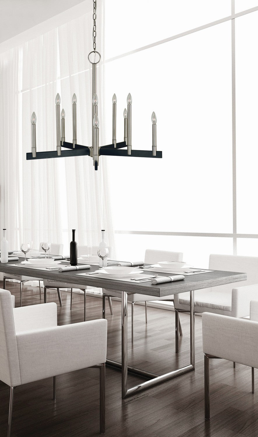 Framburg - 5358 BN/MBLACK - Ten Light Chandelier - Jessica - Brushed Nickel/Matte Black