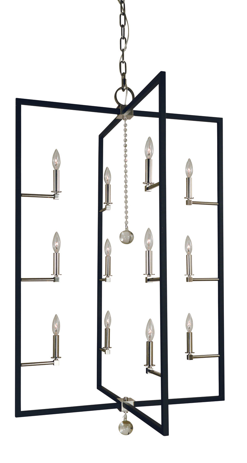 Framburg - 5369 PN/MBLACK - 12 Light Foyer Chandelier - Minimalist Elegant - Polished Nickel/Matte Black