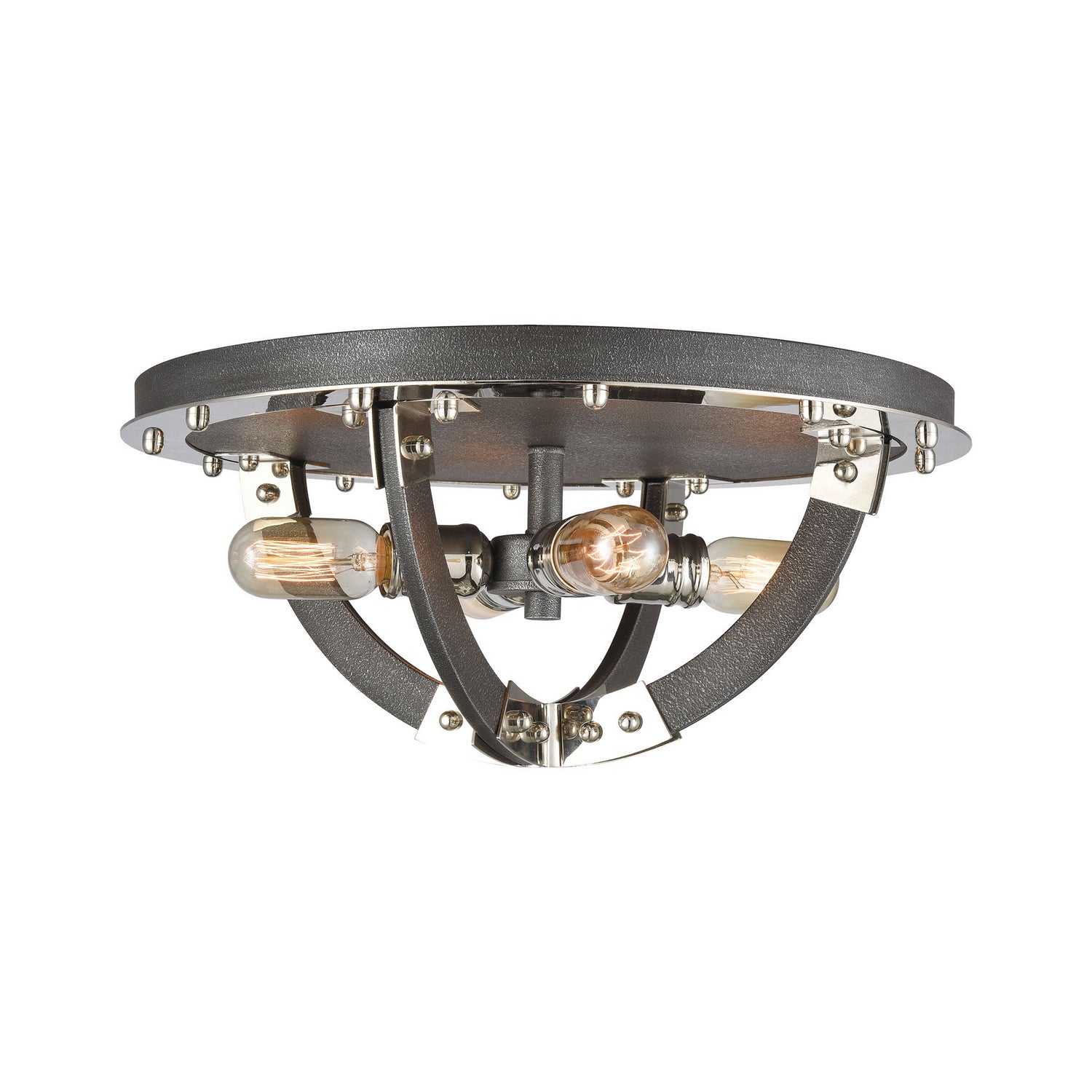 ELK Home - 15233/4 - Four Light Flush Mount - Riveted Plate - Silverdust Iron