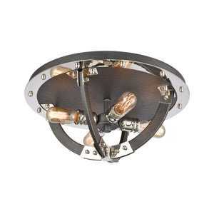 ELK Home - 15233/4 - Four Light Flush Mount - Riveted Plate - Silverdust Iron