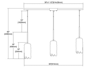 ELK Home - 21165/3L - Three Light Pendant - Hand Formed Glass - Polished Chrome