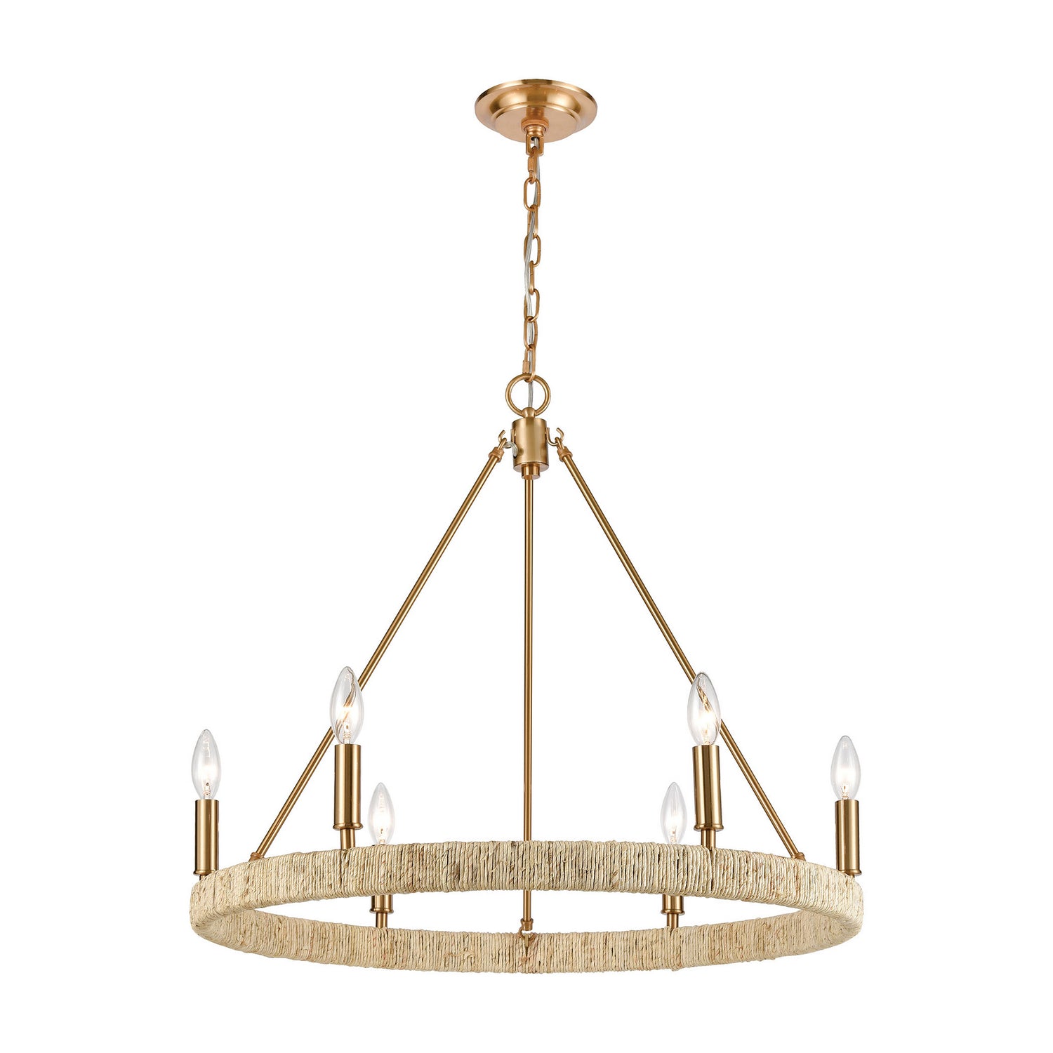 ELK Home - 32415/6 - Six Light Chandelier - Abaca - Satin Brass