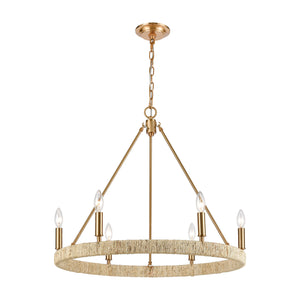 ELK Home - 32415/6 - Six Light Chandelier - Abaca - Satin Brass