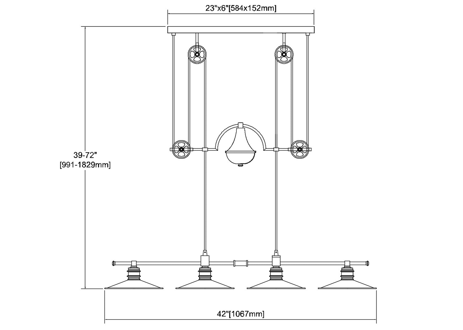 ELK Home - 69089/4 - Four Light Linear Chandelier - Spindle Wheel - Oil Rubbed Bronze