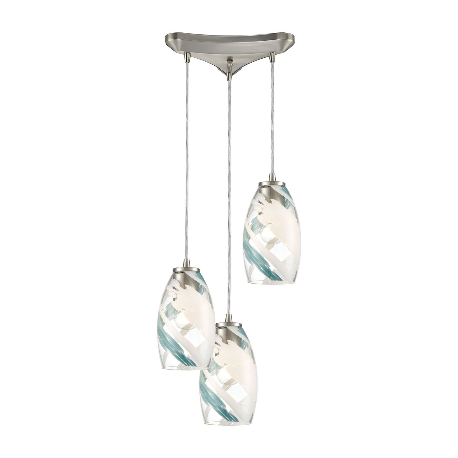 ELK Home - 85211/3 - Three Light Pendant - Turbulence - Satin Nickel