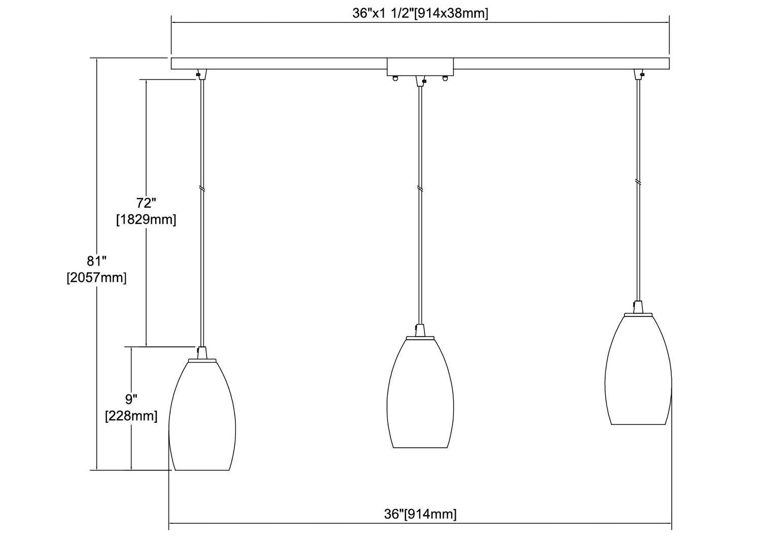 ELK Home - 85211/3L - Three Light Pendant - Turbulence - Satin Nickel