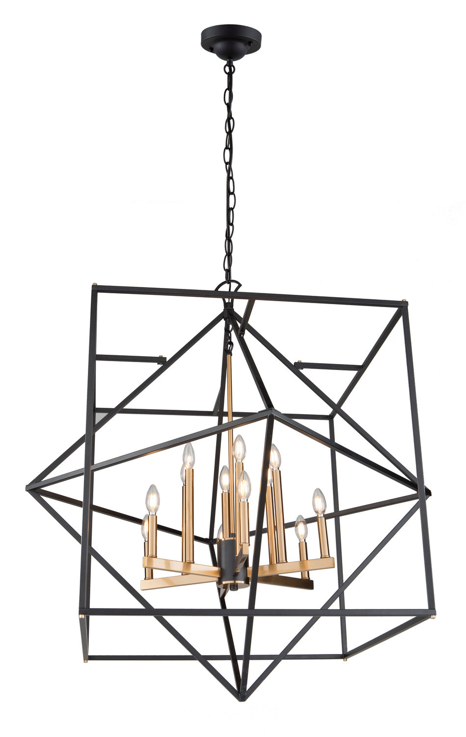 Artcraft - AC11202 - 12 Light Chandelier - Roxton - Matte Black & Harvest Brass